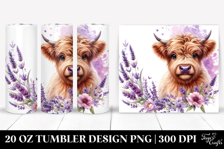 Highland Cow in Lavender Frame | 20 Oz Tumbler example image 1