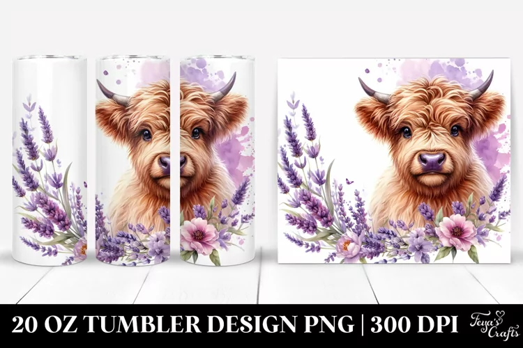 Highland Cow in Lavender Frame | 20 Oz Tumbler