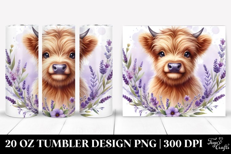 Highland Cow in Lavender Frame | 20 Oz Tumbler example image 1