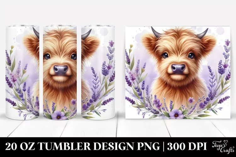 Highland Cow in Lavender Frame | 20 Oz Tumbler
