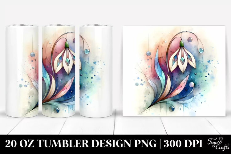 Wooden Stained Snowdrop, 20 Oz Tumbler
