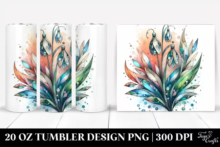 Wooden Stained Snowdrop, 20 Oz Tumbler