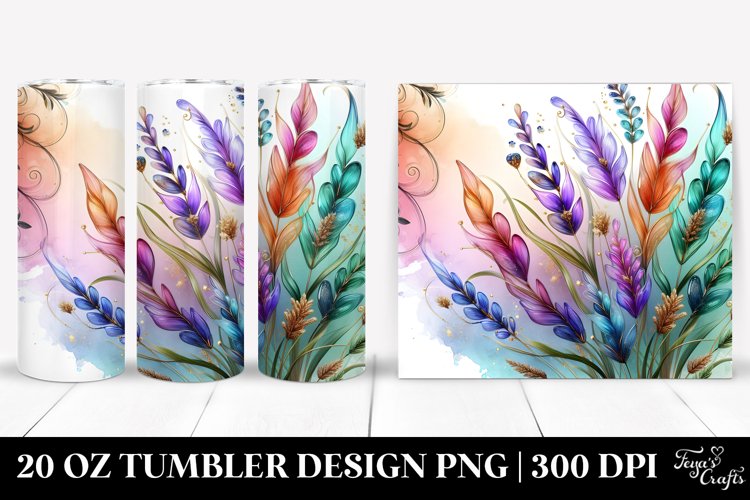 Colorful Watercolor Flowers | 20 Oz Tumbler example image 1