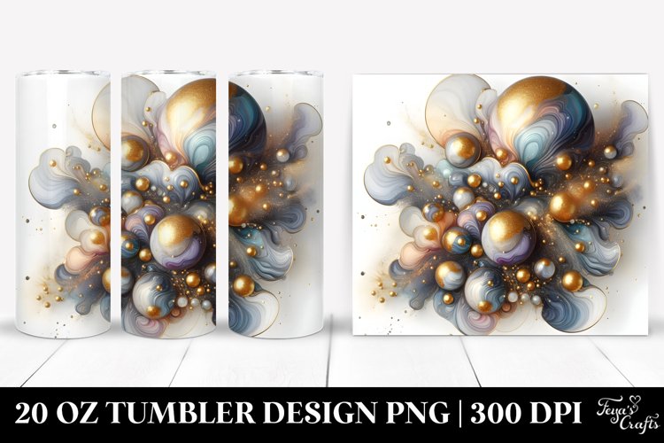 Abstract Glossy Cosmos with Golden Insertions | 20 Oz example image 1