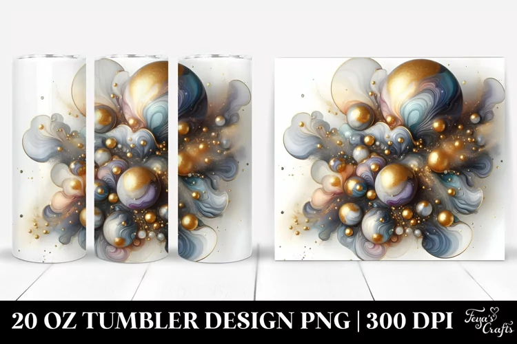 Abstract Glossy Cosmos with Golden Insertions | 20 Oz