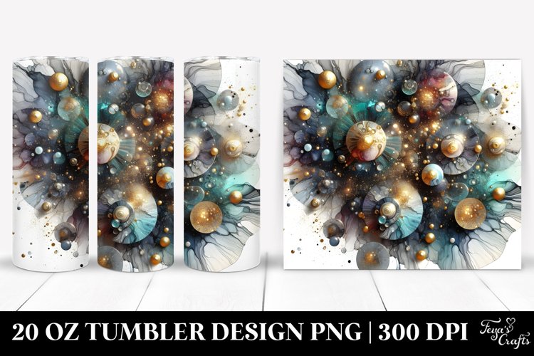 Abstract Glossy Cosmos with Golden Insertions | 20 Oz example image 1