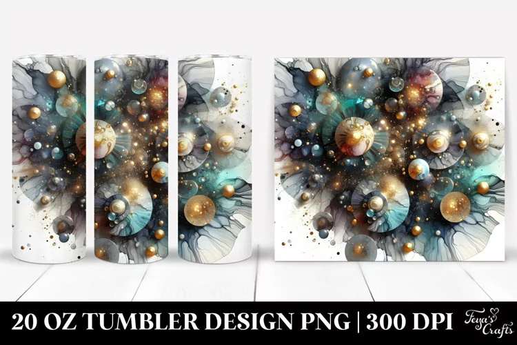 Abstract Glossy Cosmos with Golden Insertions | 20 Oz
