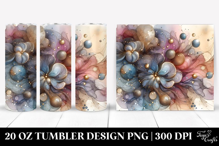 Abstract Glossy Cosmos with Golden Insertions | 20 Oz example image 1