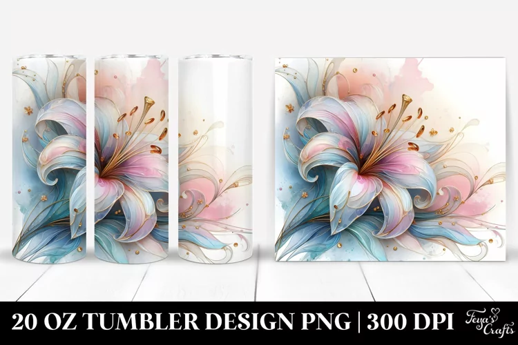 Shiny Stained Lily 20 Oz Tumbler