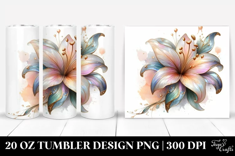 Shiny Stained Lily 20 Oz Tumbler
