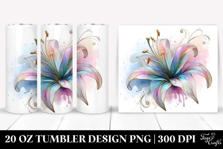 Shiny Stained Lily 20 Oz Tumbler example image 1