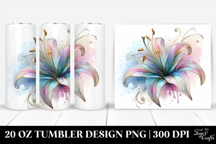Shiny Stained Lily 20 Oz Tumbler