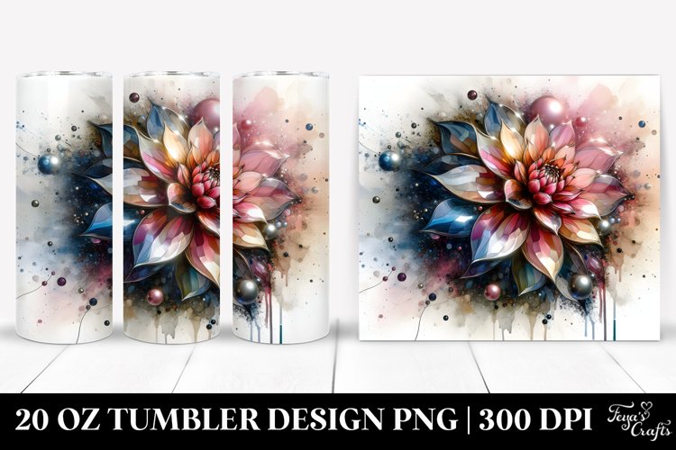 Abstract Shiny Dahlia with Metallic Insertions | 20 Oz example image 1