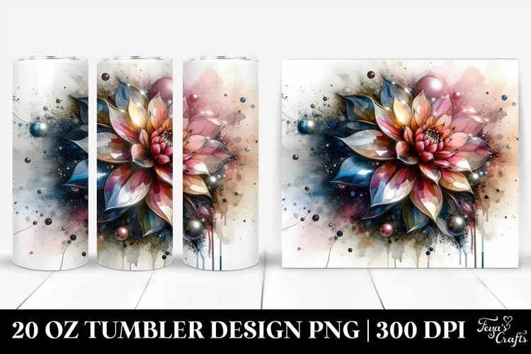 Abstract Shiny Dahlia with Metallic Insertions | 20 Oz