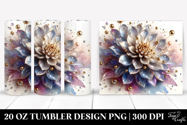 Abstract Shiny Dahlia with Metallic Insertions | 20 Oz example image 1