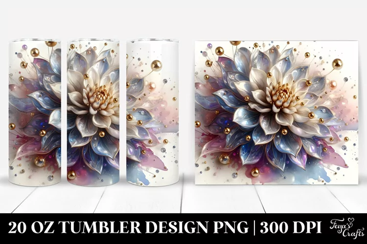 Abstract Shiny Dahlia with Metallic Insertions | 20 Oz