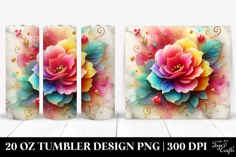 Colorful Marble Begonia | 20 Oz Tumbler example image 1
