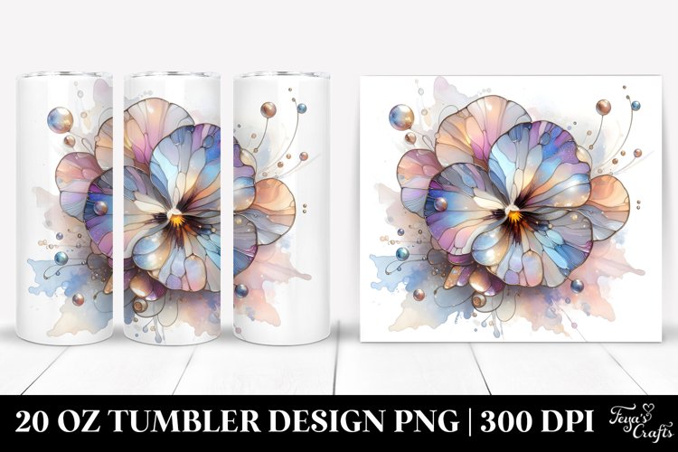 Shiny Stained Pansy 20 Oz Tumbler example image 1