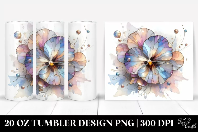 Shiny Stained Pansy 20 Oz Tumbler