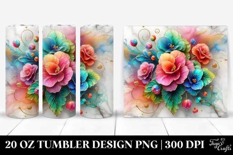 Colorful Marble Begonia | 20 Oz Tumbler example image 1