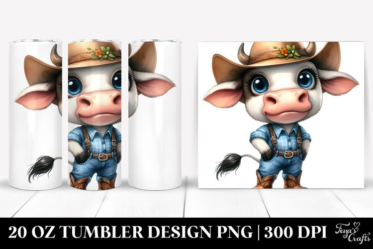 Smiling Cow in Sun Hat | 20 Oz Tumbler example image 1
