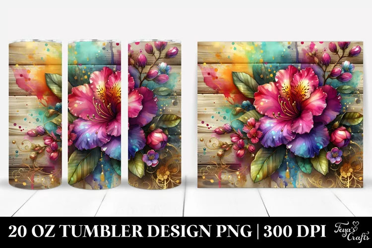 Colorful Wooden Rhododendron | 20 Oz Tumbler
