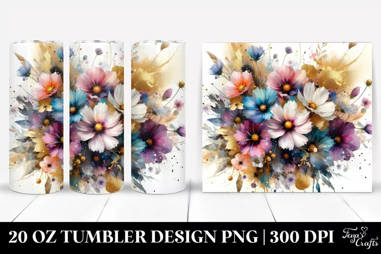 Abstract Vibrant Bouquet, Gold Foil | 20 Oz Tumbler