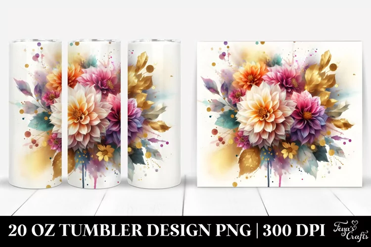 Abstract Colorful Bouquet, Gold Foil | 20 Oz Tumbler