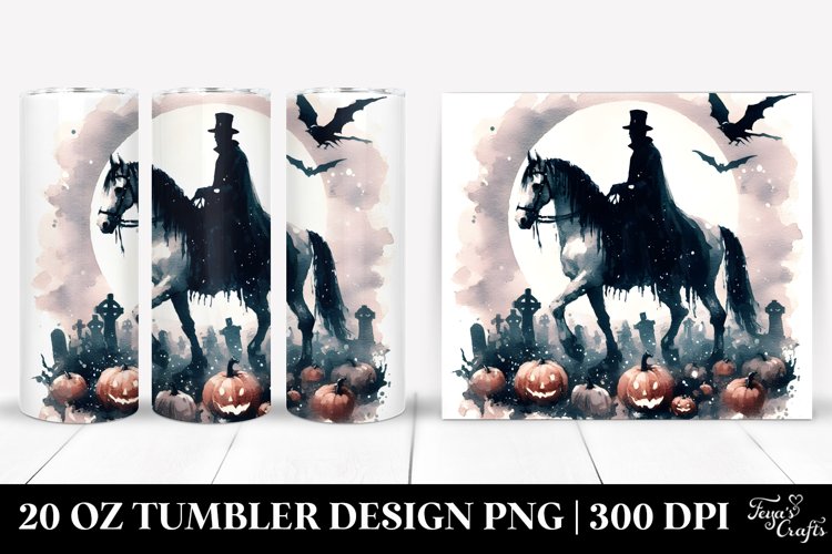 Simple Halloween Scene with Headless Horseman | 20 oz example image 1