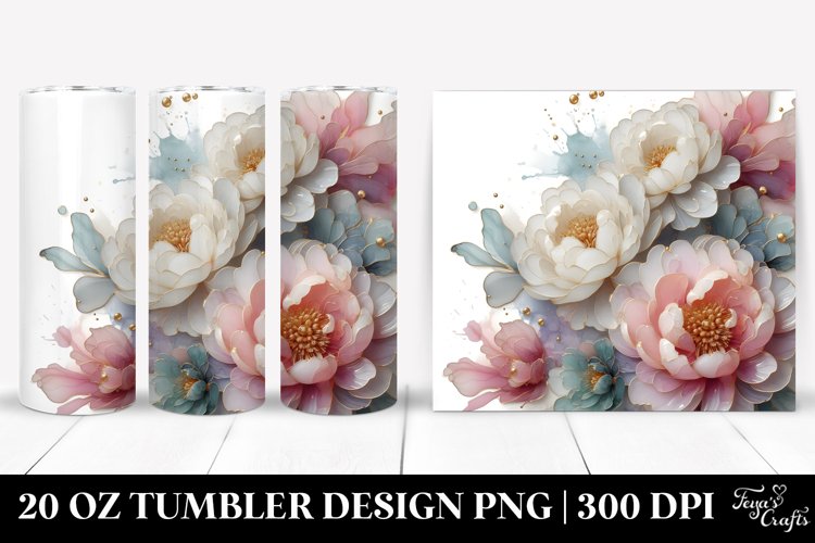 Glossy Stained Peonies 20 Oz Tumbler example image 1