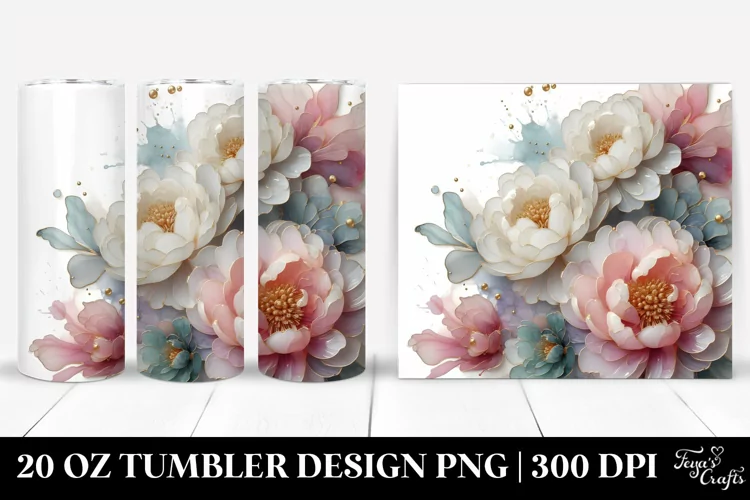 Glossy Stained Peonies 20 Oz Tumbler
