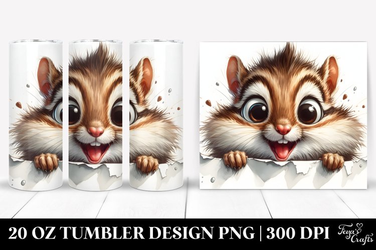 Crazy Chipmunk Watercolor Art | 20 oz Tumbler example image 1