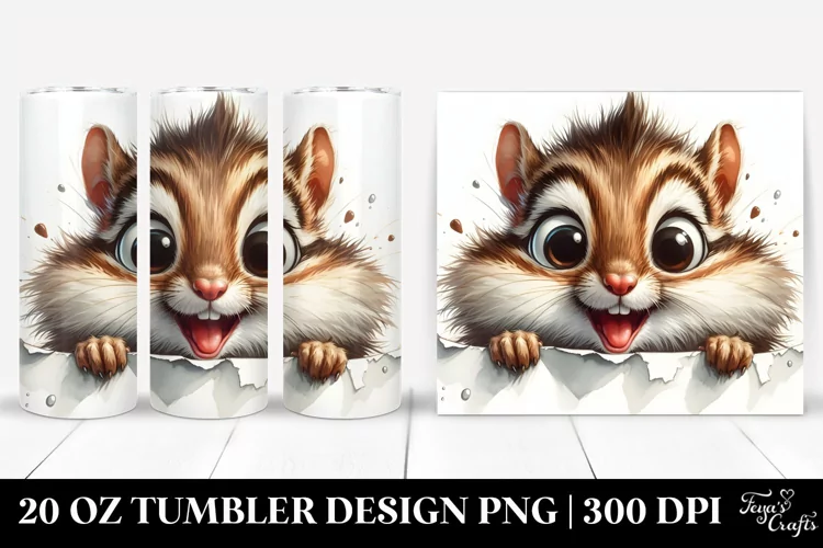 Crazy Chipmunk Watercolor Art | 20 oz Tumbler