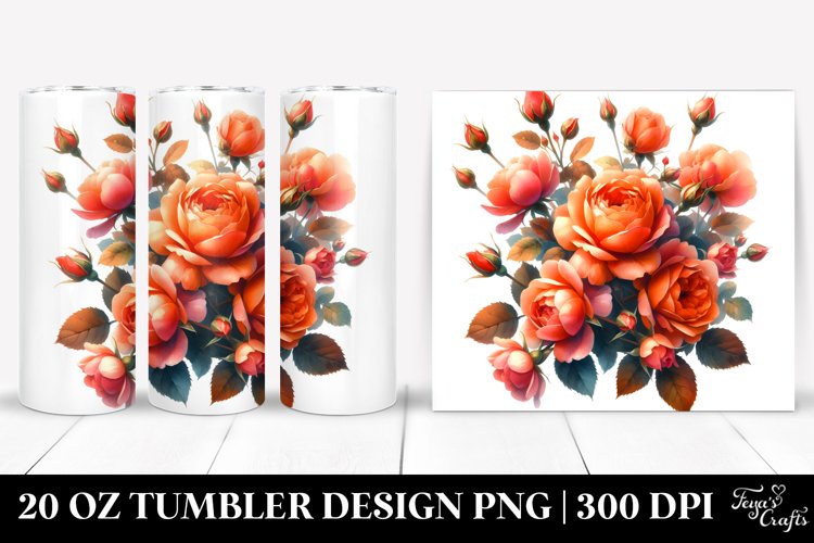 Vibrant Orange Roses Glossy Petals | 20 oz Tumbler