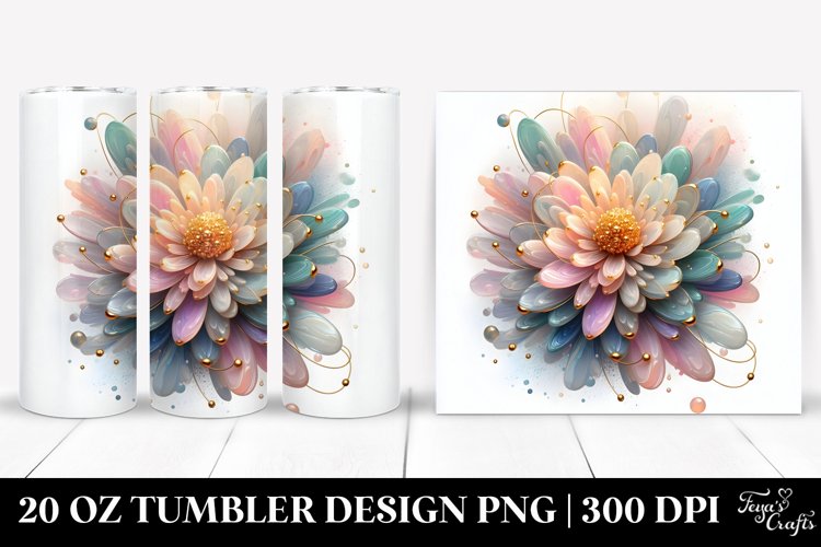 Shiny Stained Chrysanthemum 20 Oz Tumbler example image 1
