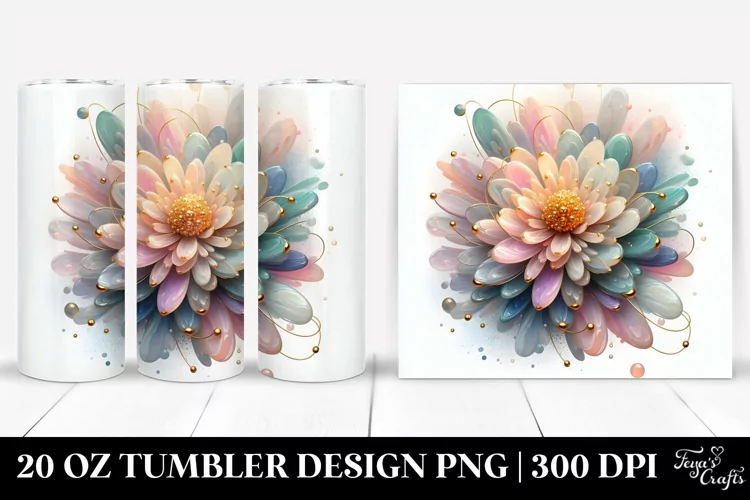 Shiny Stained Chrysanthemum 20 Oz Tumbler