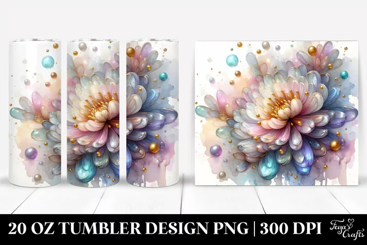 Shiny Stained Chrysanthemum 20 Oz Tumbler