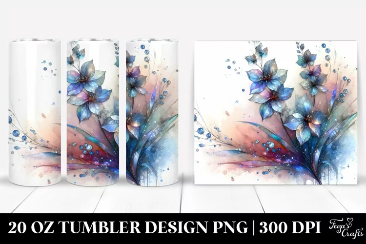 Shiny Stained Delphinium 20 Oz Tumbler
