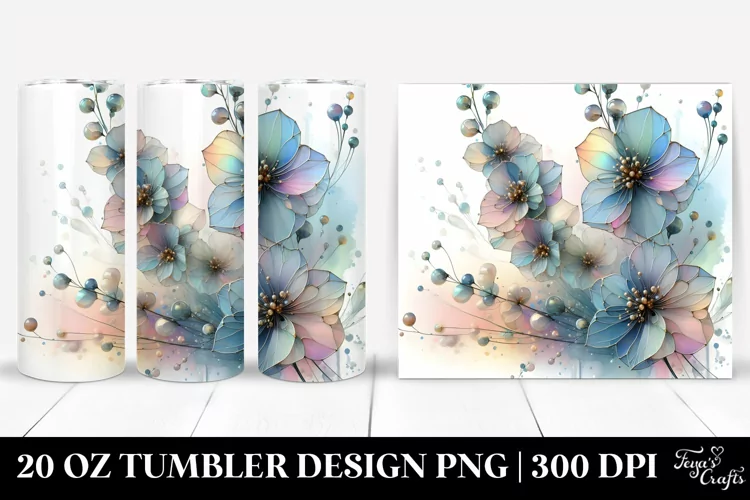 Shiny Stained Delphinium 20 Oz Tumbler