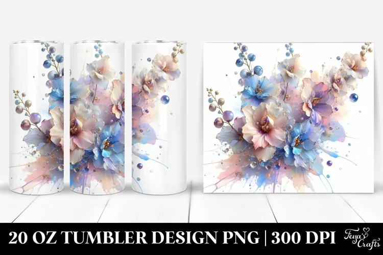Shiny Stained Delphinium 20 Oz Tumbler