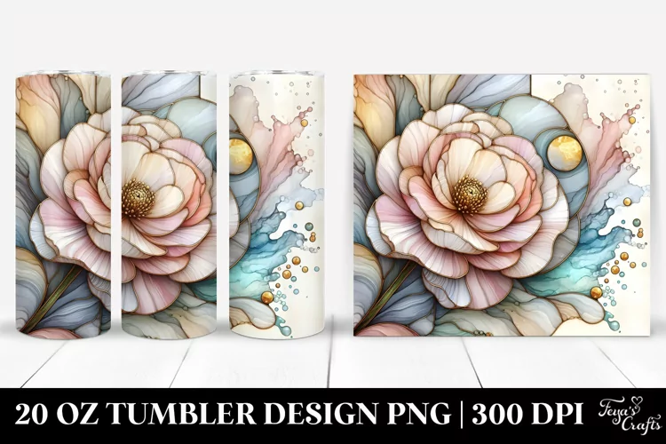 Wooden Stained Ranunculus 20 Oz Tumbler