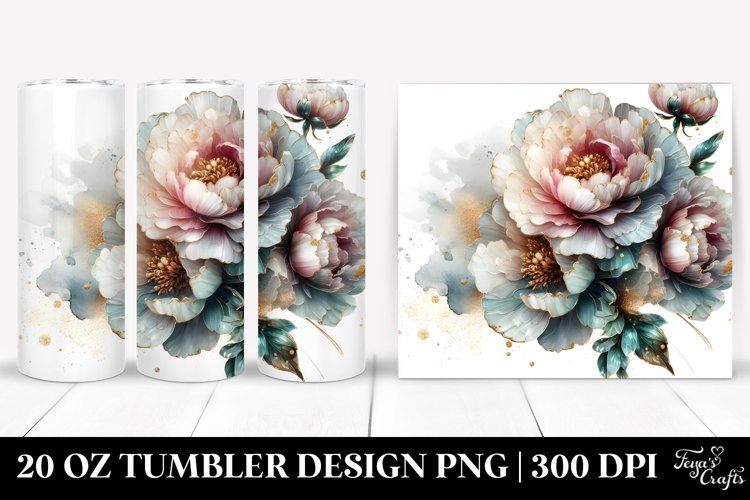 Glossy Peonies | 20 Oz Tumbler example image 1