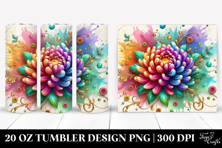 Colorful Chrysanthemum Design | 20 oz Tumbler example image 1