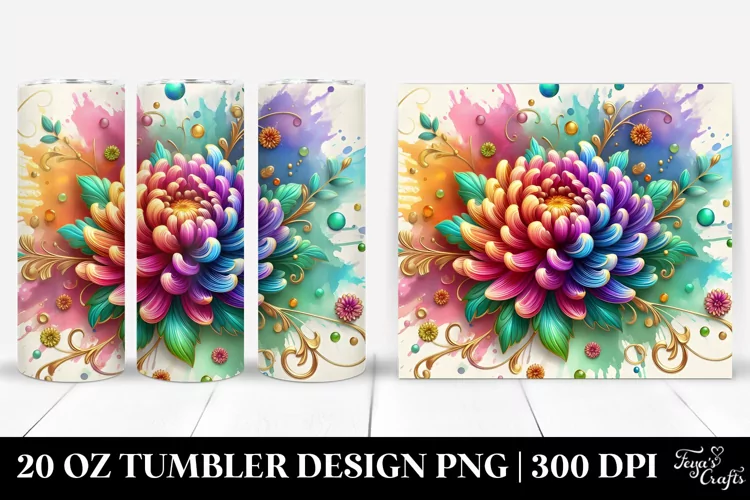 Colorful Chrysanthemum Design | 20 oz Tumbler