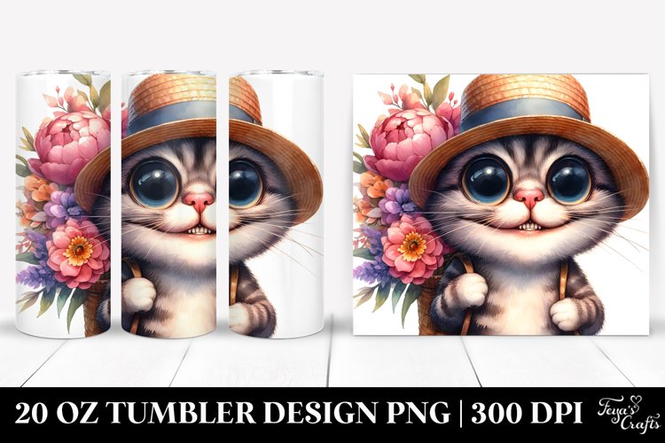 Cat with Sun Hat | 20 Oz Tumbler example image 1