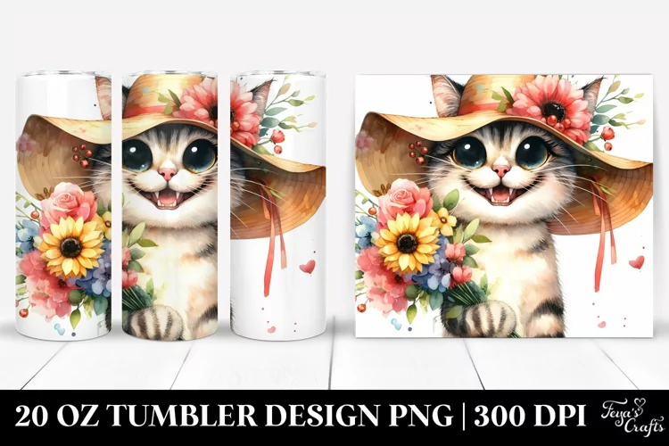 Cat with Sun Hat | 20 Oz Tumbler