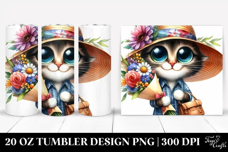 Cat with Sun Hat | 20 Oz Tumbler