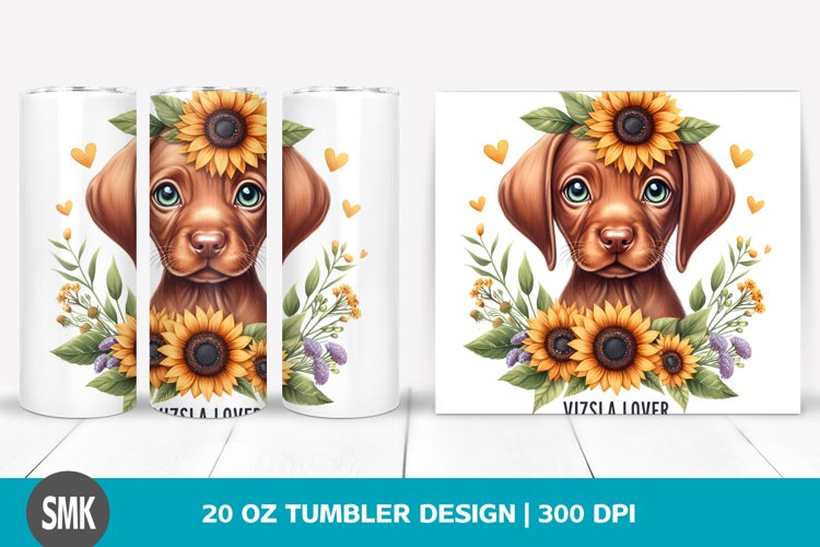 Watercolor Baby Vizsla Sunflower Flowers Lover | 20 oz