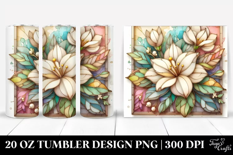 Abstract Pastel Gardenia Stained 20 Oz Tumbler