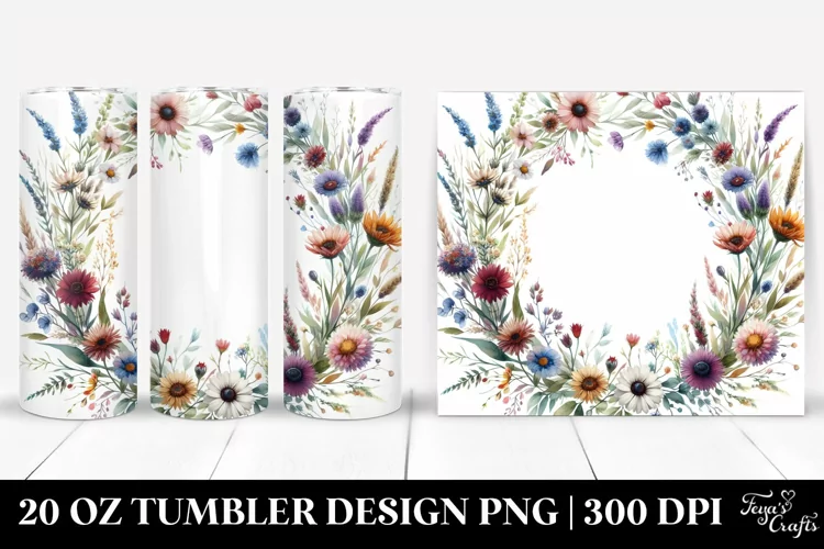 Colorful Watercolor Wild Flowers | 20 Oz Tumbler